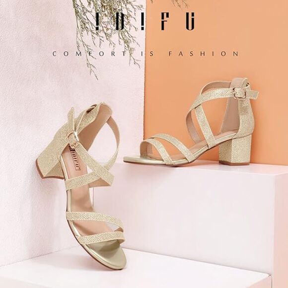 IDIFU Women's Low Chunky Heel Sandals 8.5‎ (4609) - Picture 2 of 6